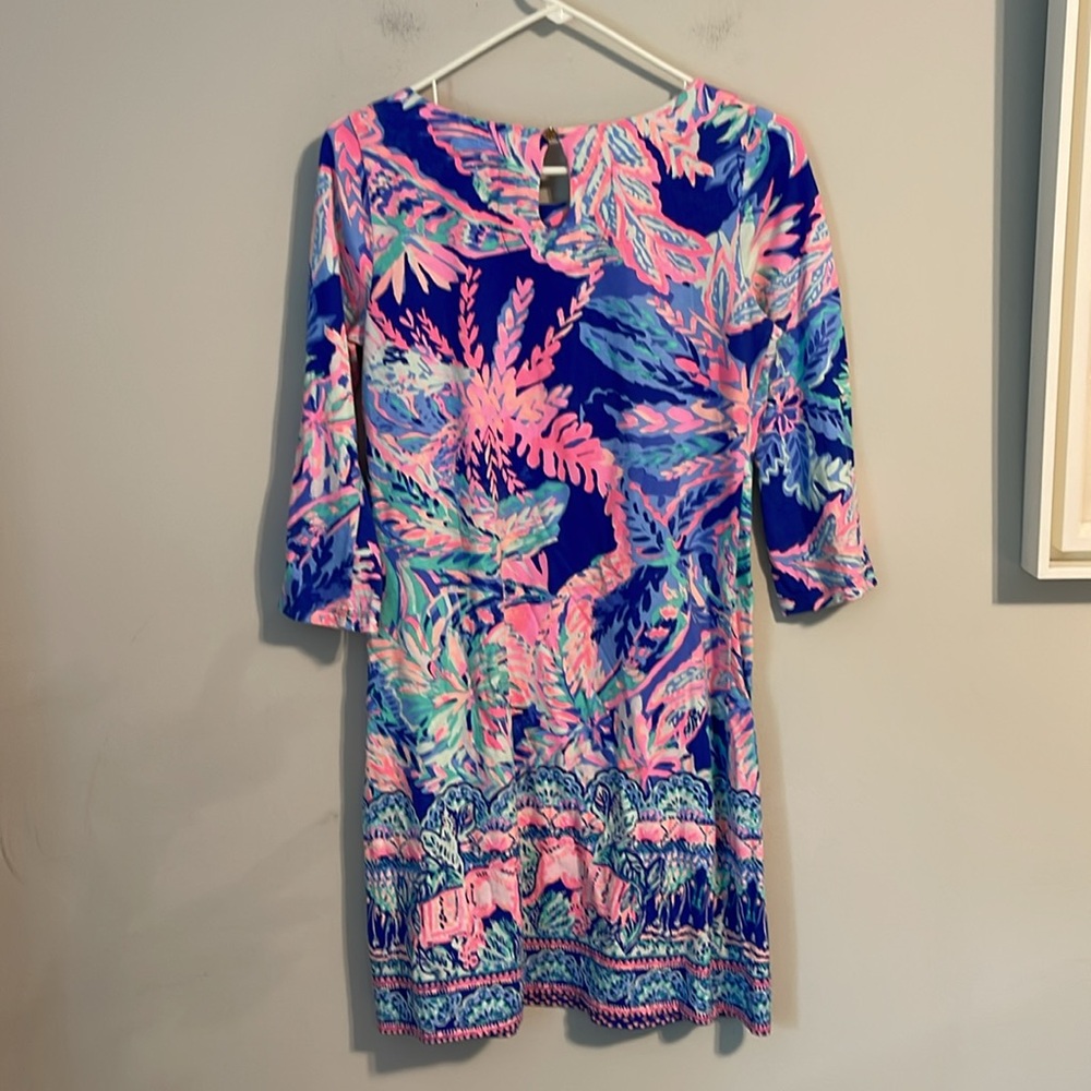 Lilly Pulitzer floral tropical three-quarter sleeve 100% cotton dress size S - Picture 5 of 8